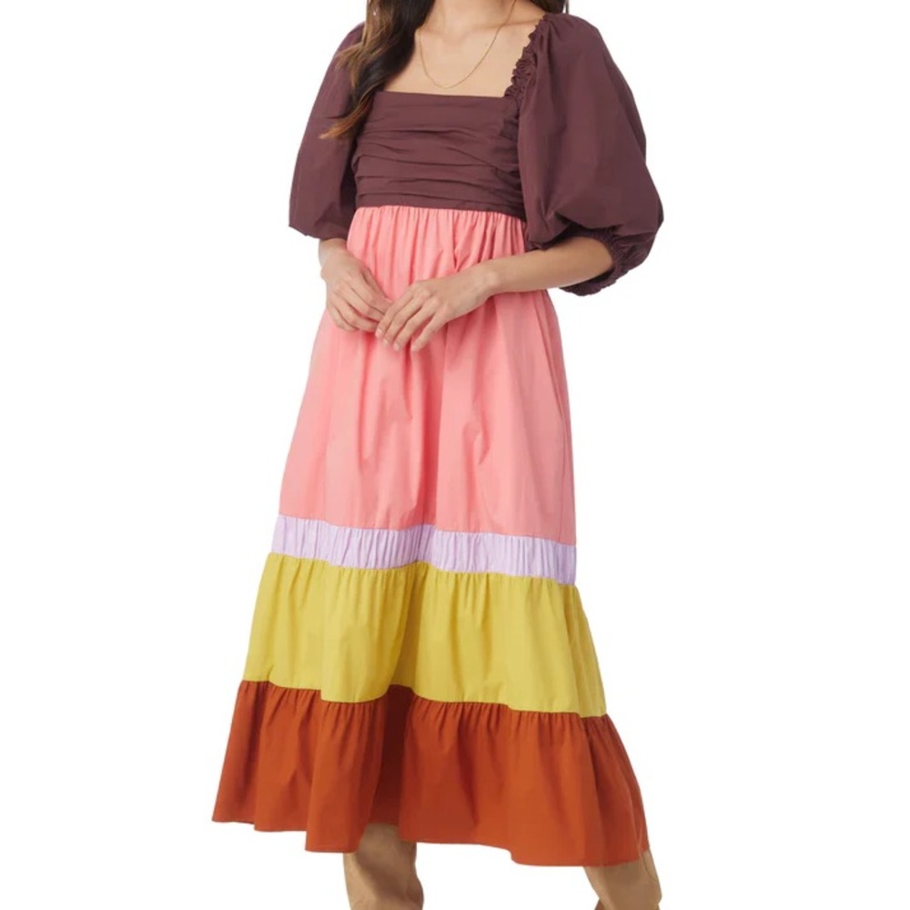 NWT CROSBY by Mollie Burch Dusk Colorblock Emerson Midi Dress XL pockets!!